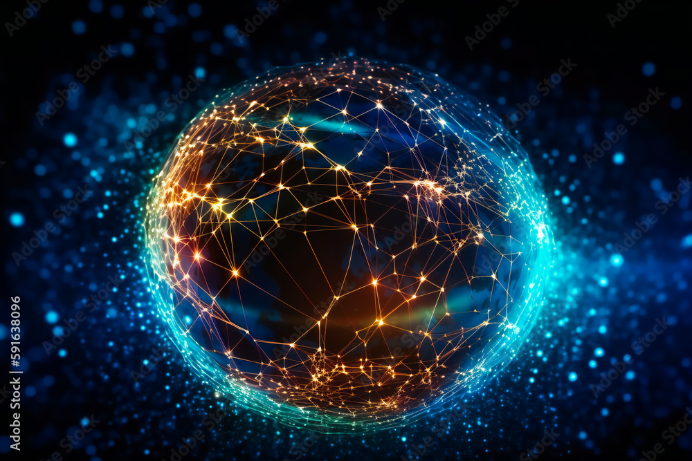 Obraz premium Exploring the Future of Internet Business with Blockchain and IoT. Generative AI