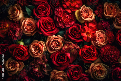 red roses background flowers, wallpaper