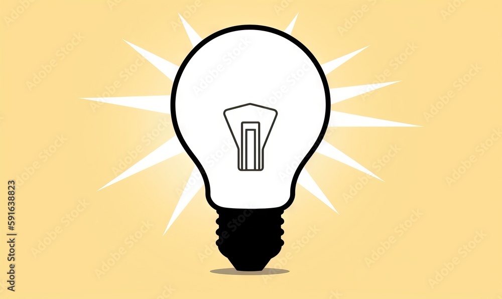 a light bulb with a yellow background and a black outline. generative ai a light bulb with a yellow background and a black outline. generative ai