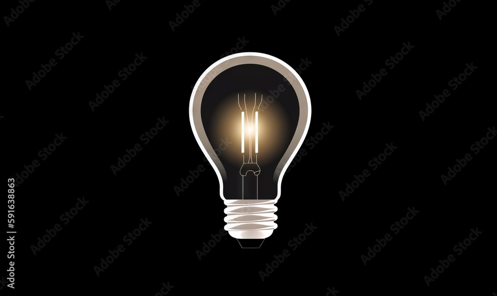 a light bulb on a black background with a reflection of the light. generative ai a light bulb on a black background with a reflection of the light. generative ai