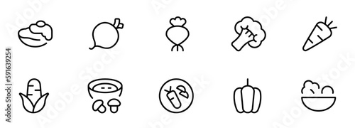 Vegetable icon vector set design with Editable Stroke. Line, Solid, Flat Line, thin style and Suitable for Web Page, Mobile App, UI, UX design.