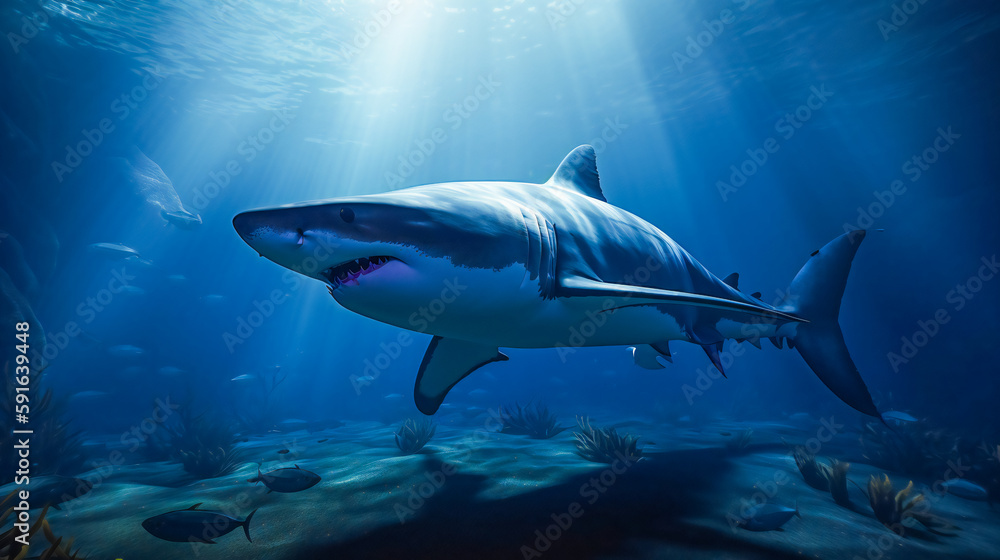 Capturing the Megalodon Shark. Generative AI Capturing the Megalodon Shark. Generative AI