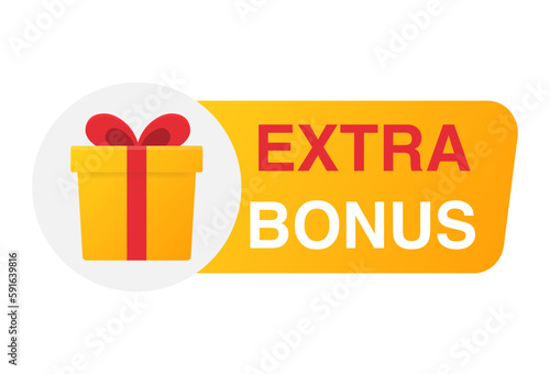 Vector illustration extra bonus banner with gift.  photo