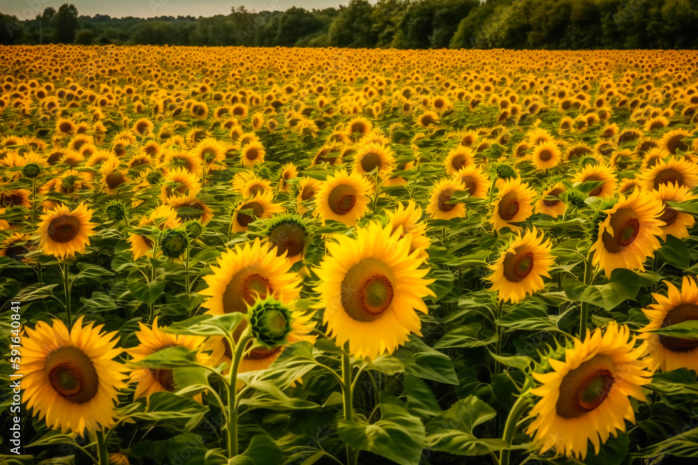 Obraz premium Sunflower Field. Generative AI....