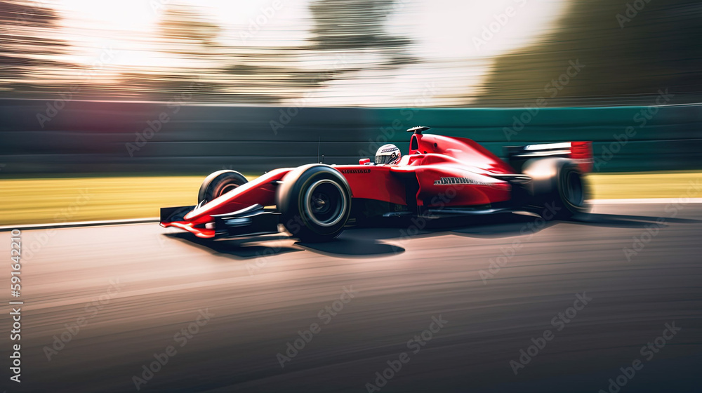 Formula 1 race car on the track created with Generative AI technology.