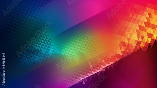 Rainbow abstract background for design. subtle Geometric shapes. Triangles  squares  stripes  lines. Color gradient. Web banner