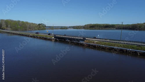 Wallpaper Mural bridge over lake with car traffic Torontodigital.ca