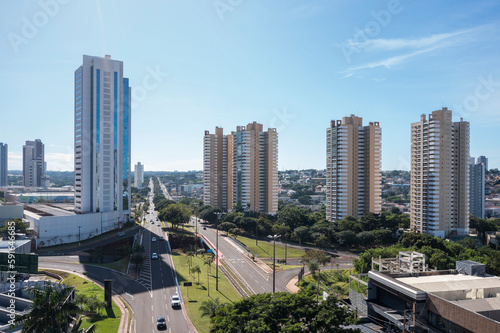 Aerial view of Afonso Pena avenue and Ceará avenue, Campo Grande, MS, Brazil