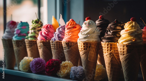 ice cream cones, popsicles, and frozen yogurt cups