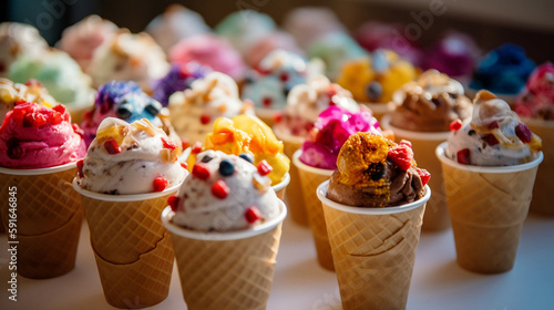 ice cream cones, popsicles, and frozen yogurt cups