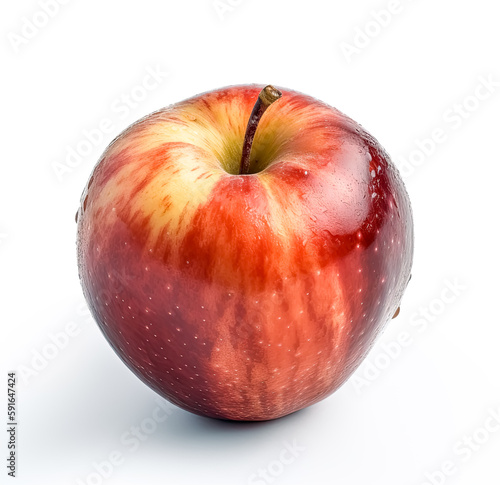 Healthy looking Red Apple, isolated. Generative AI.