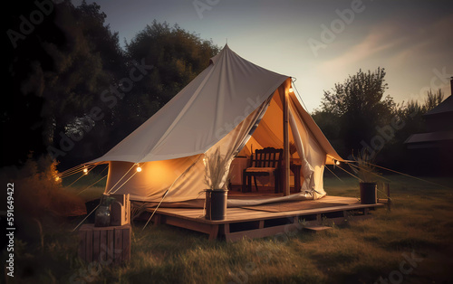 beautiful tent in the night
