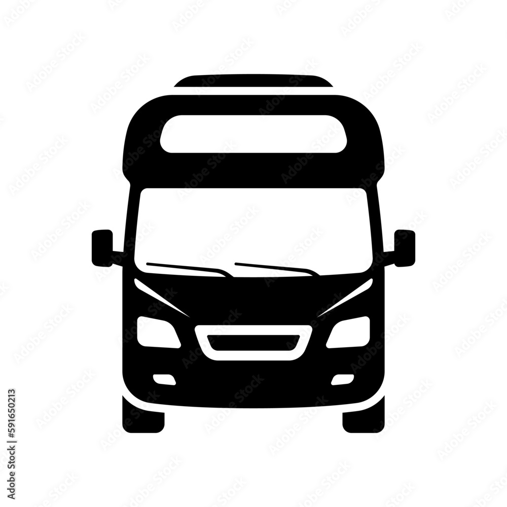 Motorhome icon. Camper, minibus, caravan. Black silhouette. Front view. Vector simple flat graphic illustration. Isolated object on a white background. Isolate. Motorhome icon. Camper, minibus, caravan. Black silhouette. Front view. Vector simple flat graphic illustration. Isolated object on a white background. Isolate.