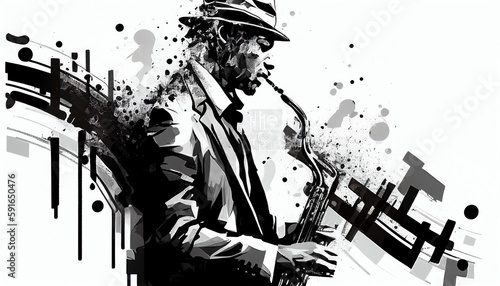 Jazz black and white collage by Generative AI