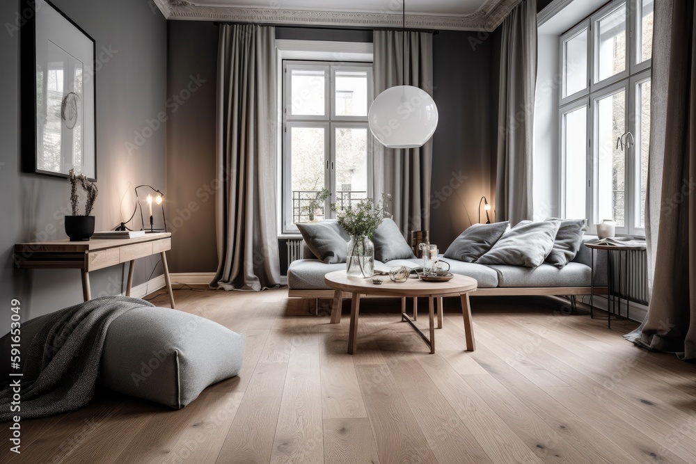 Fototapeta premium Render of luxury home interior, living room Generative AI