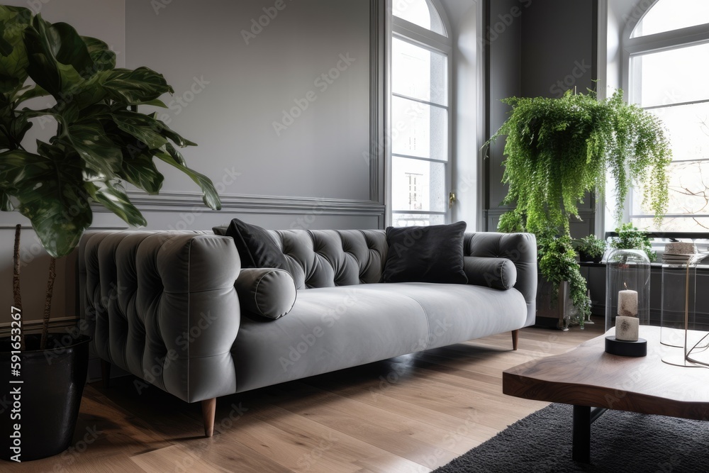 Render of luxury home interior, living room Generative AI Render of luxury home interior, living room Generative AI