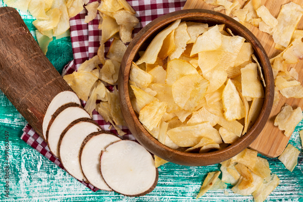 Cassava Manioc Esculenta Snacks Fried Yuca Flakes Stock Photo Adobe