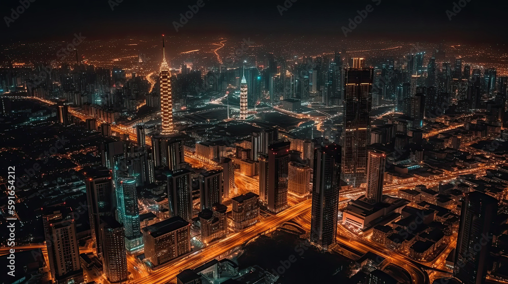 dubai city in the night created with Generative AI technology dubai city in the night created with Generative AI technology