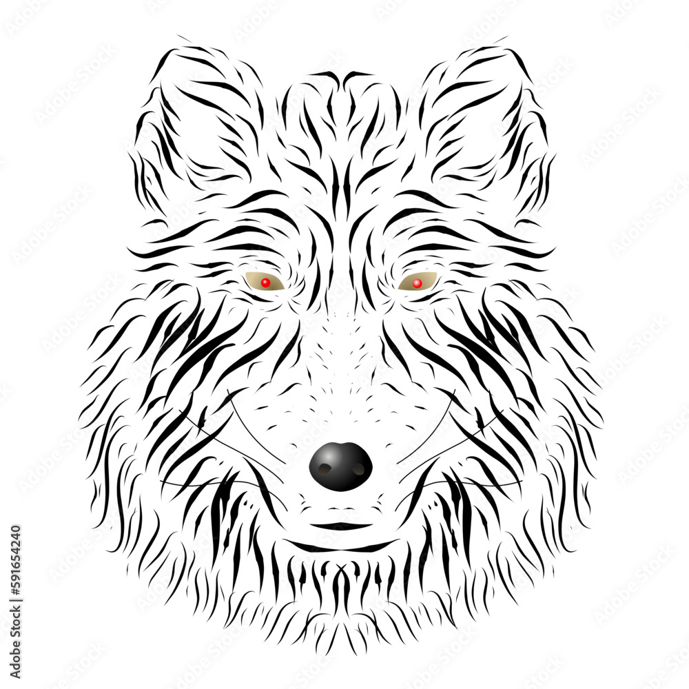 Fototapeta premium wolf illustration with black stroke