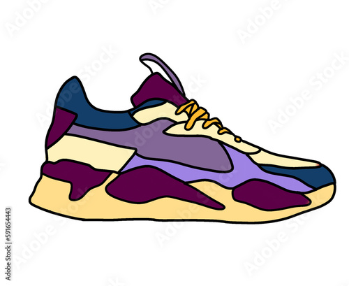 Colourful sneakers isolated on transparent background 