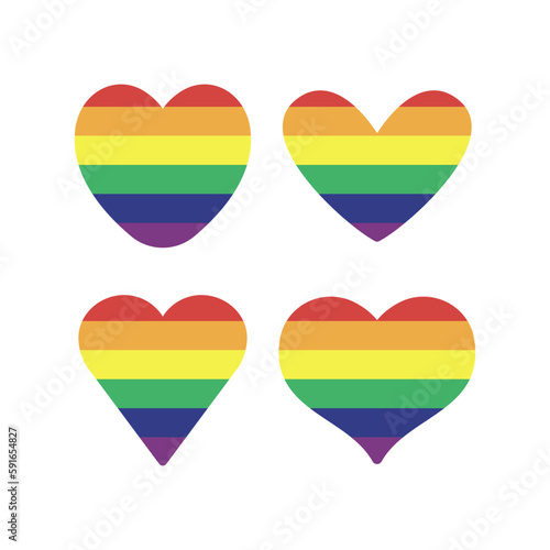 Lgbt rainbow flag in hearts shape. Gay, Lesbian, Bisexual, Trans, Queer pride love symbol of sexual diversity