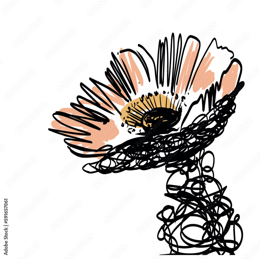 Drawing vector graphics with floral for design. Graphic, sketch drawing