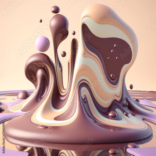Splash of chocolate or Cocoa in pastel colors. Created with generative AI tools