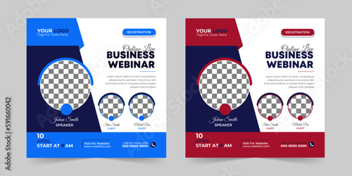 Editable business live webinar conference square social media post and digital marketing promotion advertising banner design template