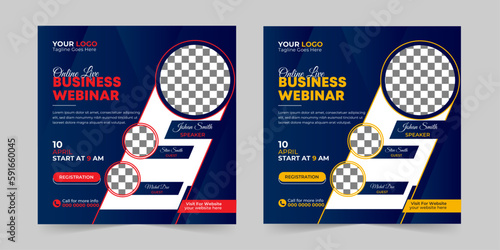 Editable business live webinar conference square social media post and digital marketing promotion advertising banner design template