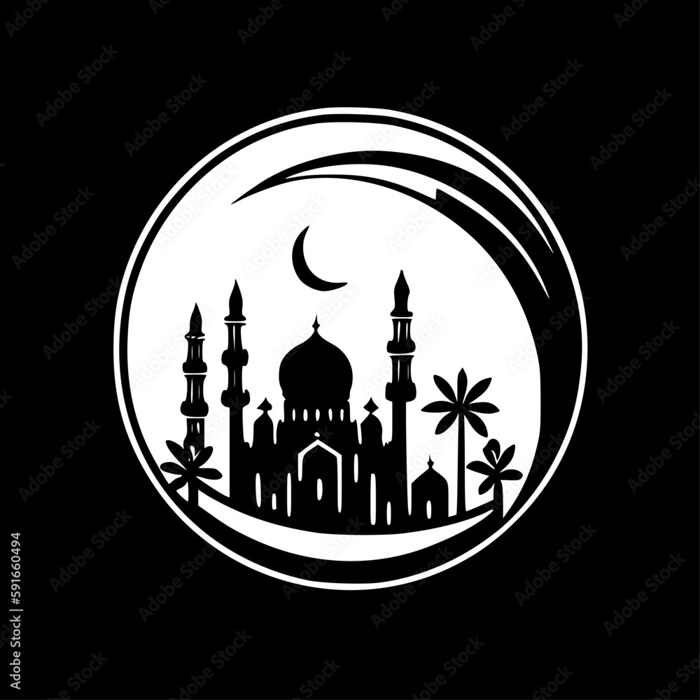 Ramadan | Black and White Vector illustration