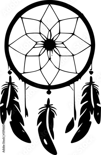 Dreamcatcher | Black and White Vector illustration