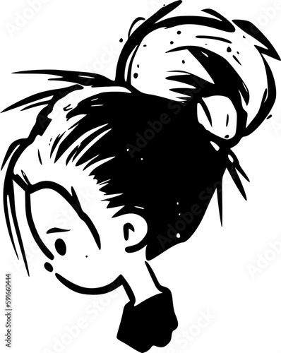Messy Bun | Black and White Vector illustration
