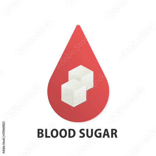 Sugar In The Blood , Glycemia icon . Creative Blood Sugar 3d icon. Health care concept. Cartoon red icon. Vector illustration