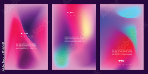 Colorful abstract gradient mesh background template copy space set for poster, banner, leaflet, pamphlet, brochure, booklet, covers, or flyer © Graito