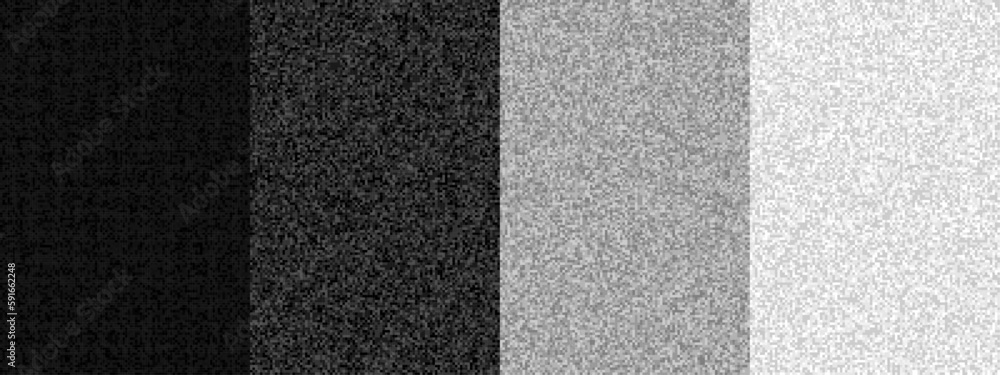Fototapeta premium Pixilated black and white background. Random decorative textured squares.