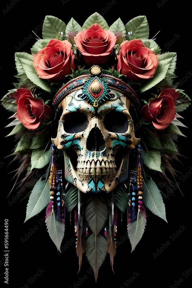 Modern indian skull screams epic art ,horror canvas art collection for decoration and interior. black and gold. wall art. canvas art, wallpaper . Generative ai Modern indian skull screams epic art ,horror canvas art collection for decoration and interior. black and gold. wall art. canvas art, wallpaper . Generative ai