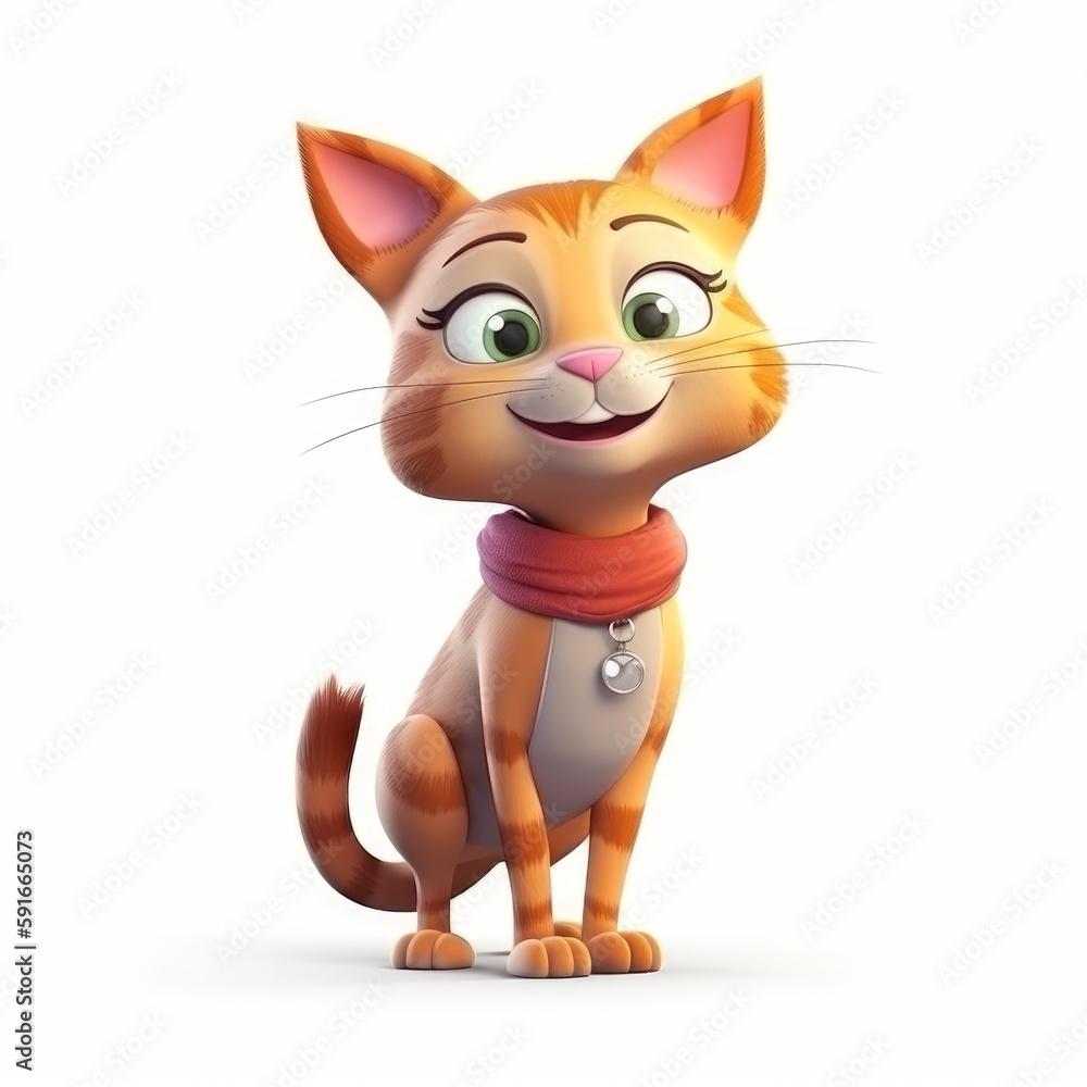 Whiskers the Cat: A Cute and Funny Character Illustration, Generative AI
