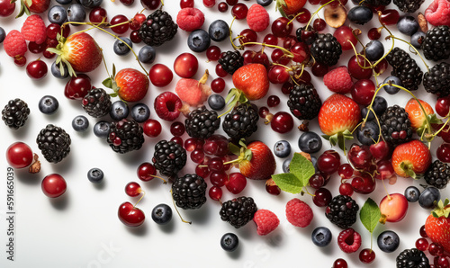 Berries on a white background, Generative AI photo