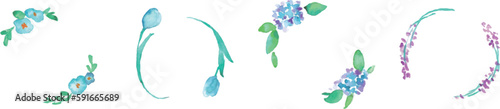 水彩画。水彩タッチの草木フレーム。植物と花のベクター装飾フレームセット。Watercolor painting. Watercolor touch plants and trees frame. Vector decorative frame set of plants and flowers.
