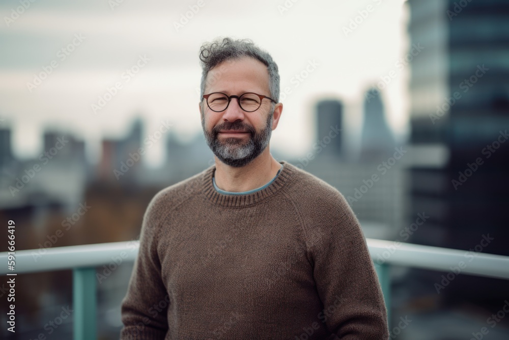 Portrait of handsome mature man with eyeglasses in the city Portrait of handsome mature man with eyeglasses in the city