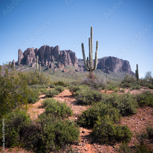 Arizona Superstition Mountains Desert Landscape
