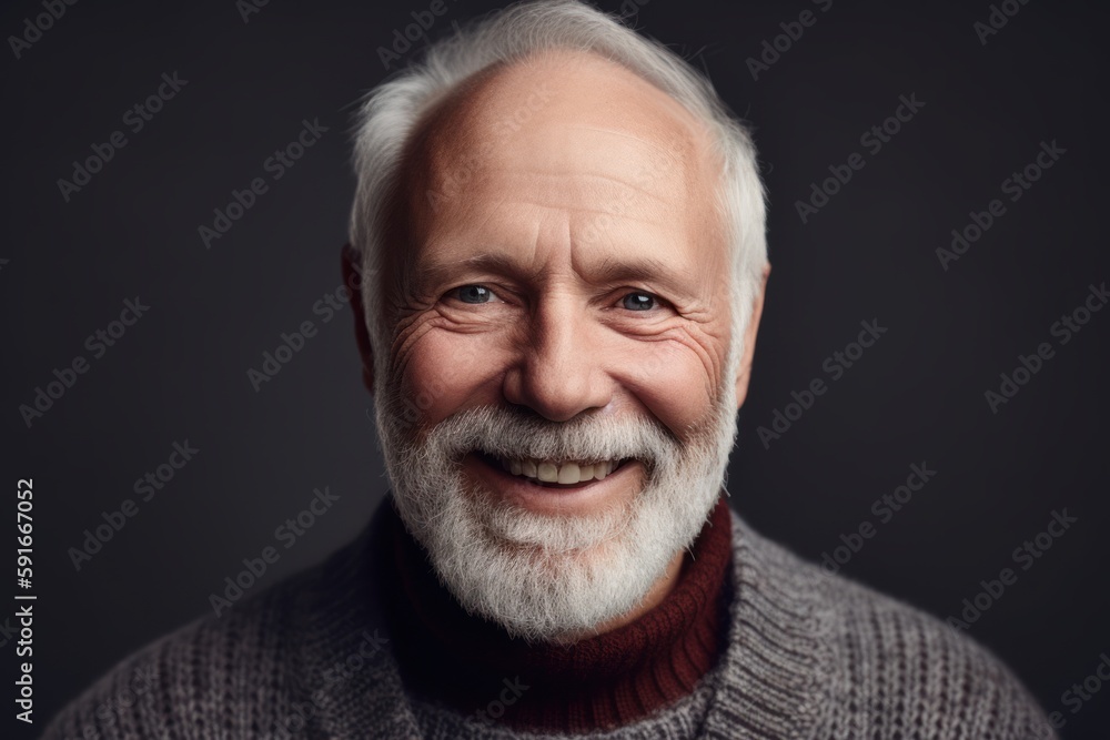 Obraz premium Portrait of a smiling senior man with white beard. Studio shot.
