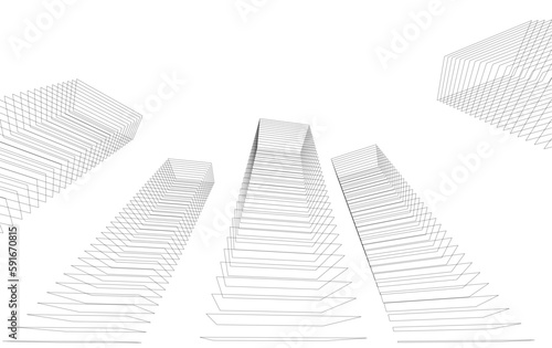 abstract architecture vector 3d drawing