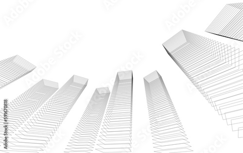abstract architecture vector 3d drawing