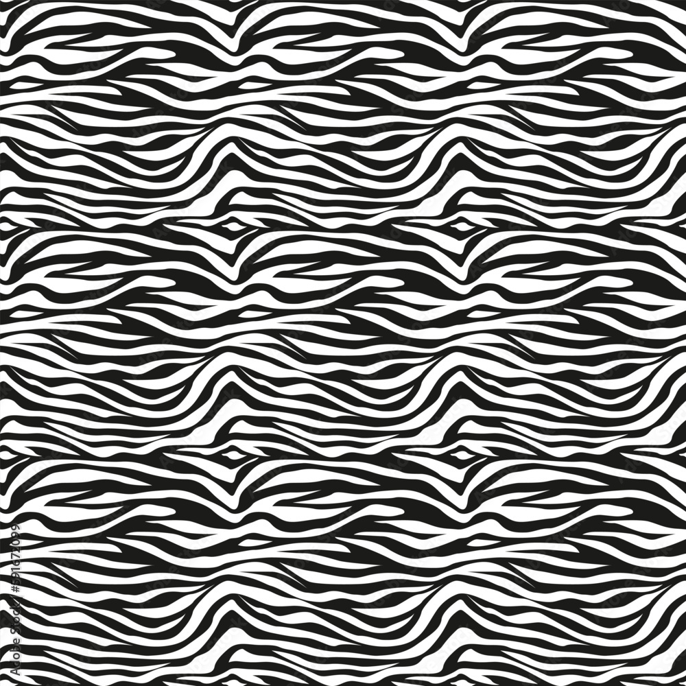 Black and white zebra pattern fabric. Elegant, soft seamless background, abstract background. Birthday present wrapping paper. Fashion striped graphic. Line decoration, African vibe. Animal skin.