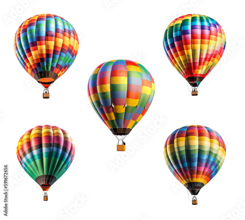 Transparent PNG Set of Colorful Passenger Hot Air Balloons - Generative AI.