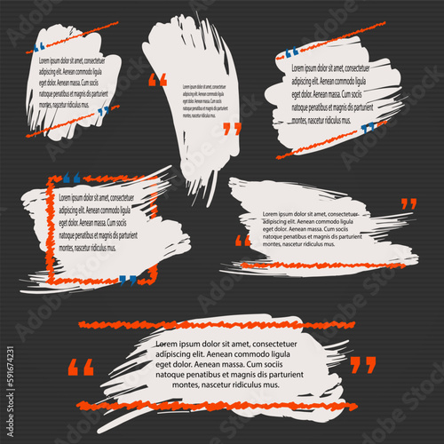 Set Modern block quote and pull quote design elements. Creative quote text template. Vector hand drawn acrylic stroke. Generative AI