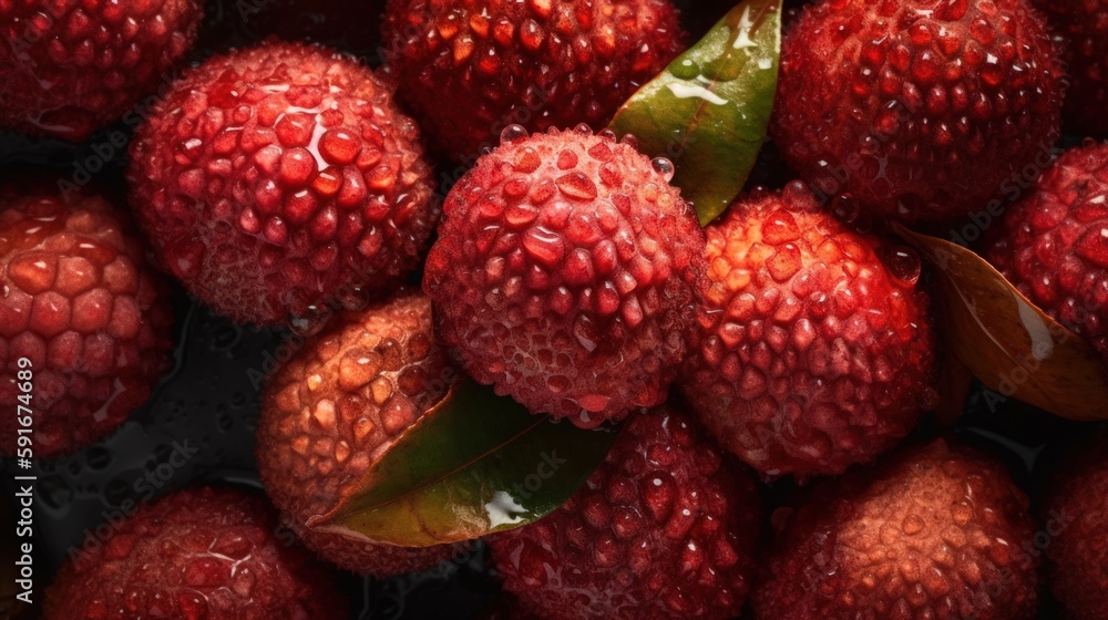 Lychee Seamless Background with Shimmering Drops Lychee Seamless Background with Shimmering Drops