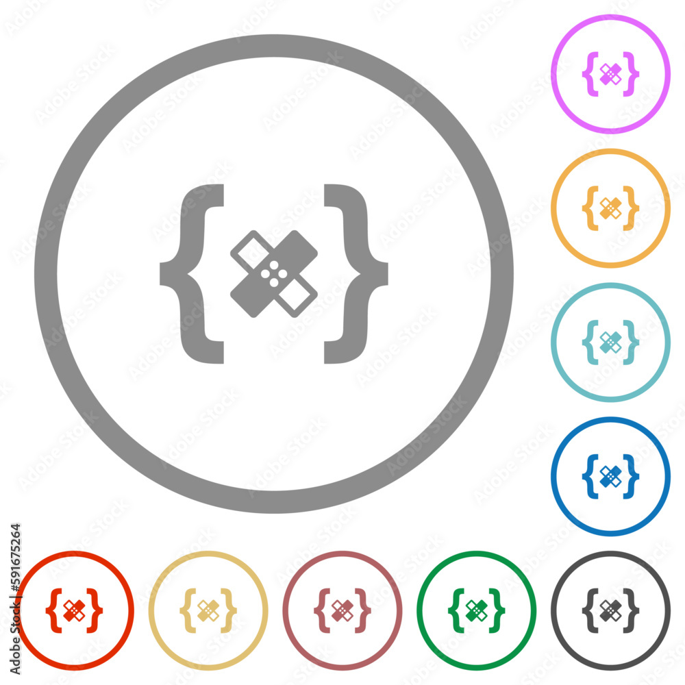 Software patch flat icons with outlines Software patch flat icons with outlines
