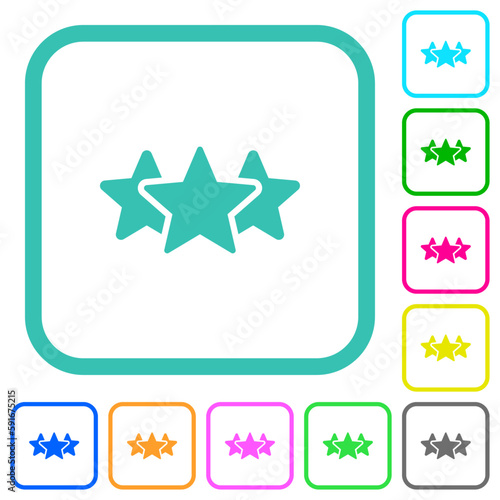 Three star rating solid vivid colored flat icons